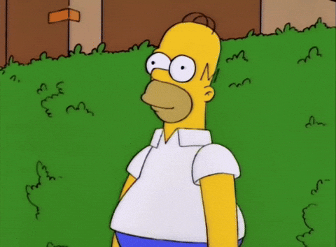 Homer backing into bushes